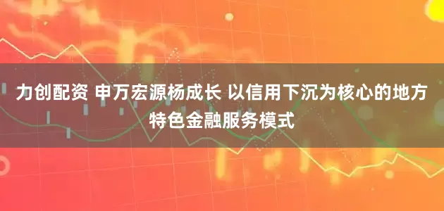 力创配资 申万宏源杨成长 以信用下沉为核心的地方特色金融服务模式